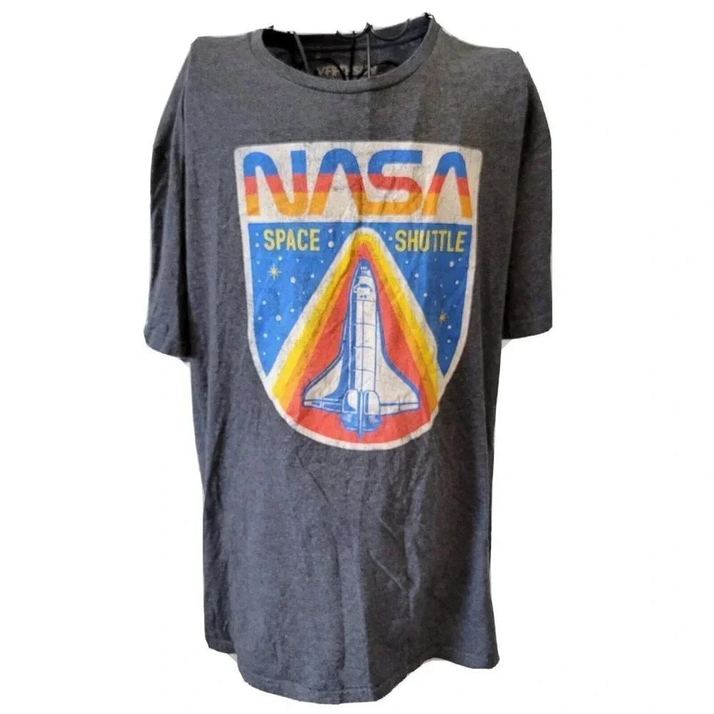 NASA Space Shuttle TShirt XL Unisex Gray Short Sleeve Cotton Blend Fifth Sun